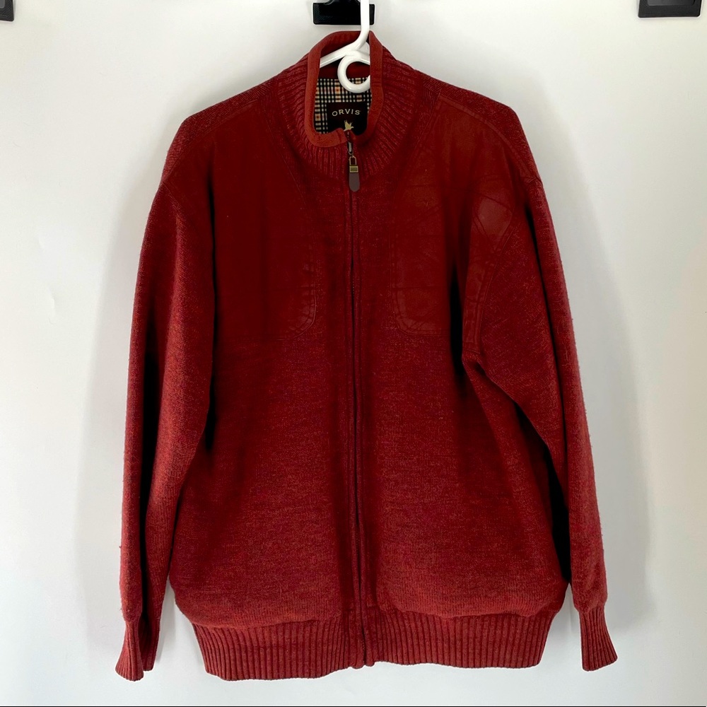 Orvis Rust Wool Zip Up Sweater Men’s Large